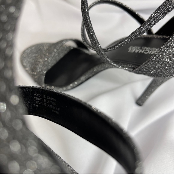 Michael Michael Kors heels glitter silver gray black women 8M NWOT - Picture 8 of 9